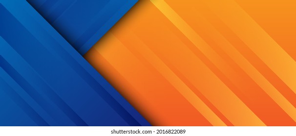 abstract blue orange background with realistic papercut