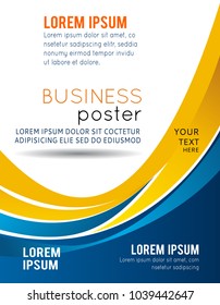 Abstract blue and orange background with wave - brochure design or flyer
