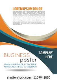 Abstract blue and orange background with wave - brochure design or flyer