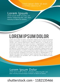 Abstract blue and orange background with wave - brochure design or flyer