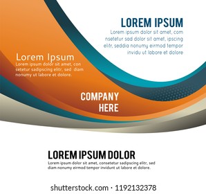 Abstract blue and orange background with wave - brochure design or flyer