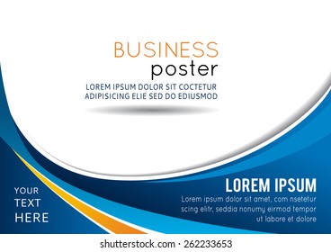 Abstract blue and orange background with wave - brochure design or flyer