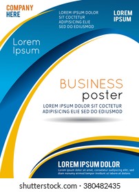 Abstract blue and orange background with wave - brochure design or flyer