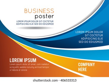 Abstract blue and orange background with wave - brochure design or flyer