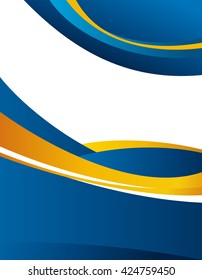 Abstract blue and orange background with wave - brochure design or flyer