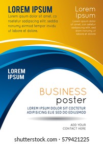 Abstract blue and orange background with wave - brochure design or flyer