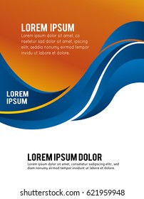 Abstract blue and orange background with wave - brochure design or flyer