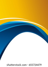 Abstract blue and orange background with wave - brochure design or flyer
