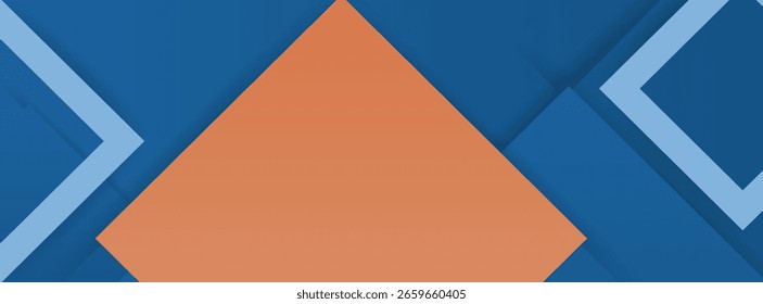 Banner laranja azul abstrato com setas. Design de apresentação corporativa