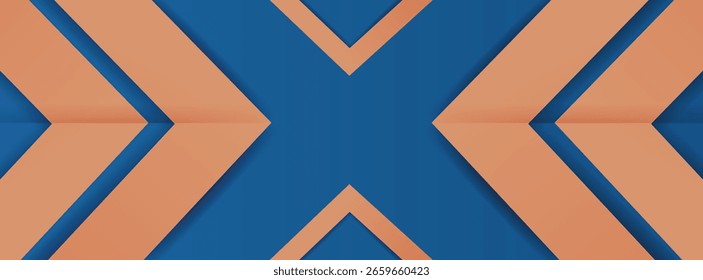 Banner laranja azul abstrato com setas. Design de apresentação corporativa