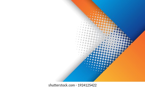 abstract blue orange banner background and halftone