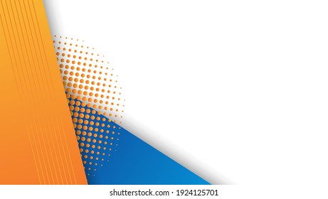 Abstract Blue Orange Banner Background With Halftone
