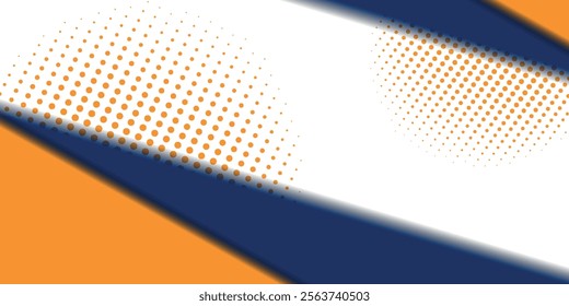abstract blue orange banner background with halftone