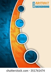 Abstract blue orange brochure with arrows and circles