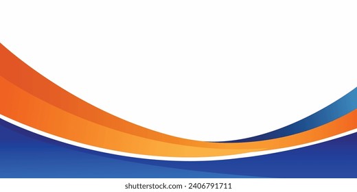 Resumen de fondo de banner de negocios azul y naranja con composición de ondas dinámicas. Ilustración vectorial plana