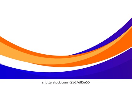 Abstract blue and orange business banner background with dynamic wave composition. Overlapping flat vector illustration