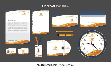 Abstract blue orange company business stationery set Vector