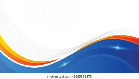 Fondo corporativo naranja azul abstracto con concepto 3D. Fondo blanco abstracto con Anuncio de fondo de onda azul y naranja con concepto formal para el certificado de anuncio publicitario de Anuncio