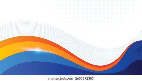 Fondo corporativo naranja azul abstracto con concepto 3D. Fondo blanco abstracto con Anuncio de fondo de onda azul y naranja con concepto formal para el certificado de anuncio publicitario de Anuncio
