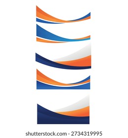 Abstract Blue and Orange Flowing Wave Background Vector Set,certificate border,cover border