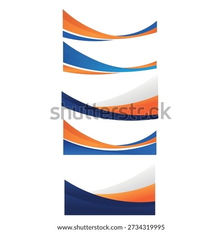 Abstract Blue and Orange Flowing Wave Background Vector Set,certificate border,cover border
