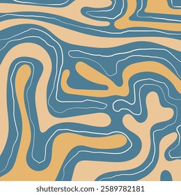 abstract blue orange fluid and line pattern background vector design