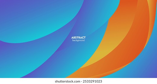 Fundo 3D geométrico azul e laranja abstrato. Plano de fundo de cor de onda com design de padrão de círculo. Composição em forma de fluido.