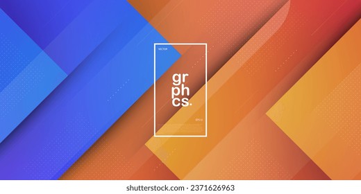 Abstract blue and orange geometric background overlap template vector with square and dynamic simple pattern. Colorful background with trendy shapes design. Eps10 vector