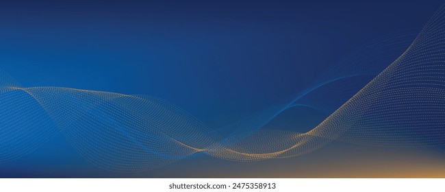 Abstract blue orange gradient background with waves