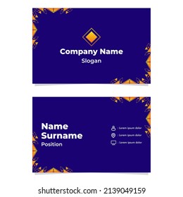 geometrisches Design der abstrakten, blauen Orange-Visitenkartenvorlage