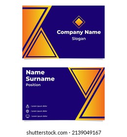 abstract blue orange gradient geometric business card template design