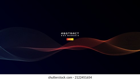 abstract blue orange gradient wavy background with line wave