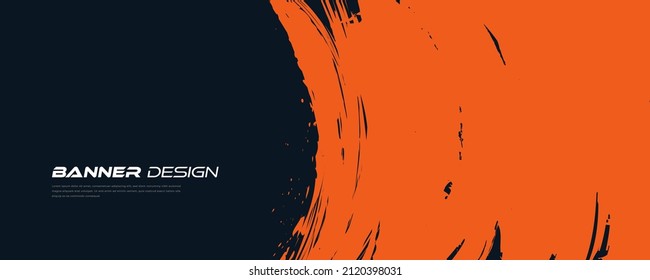 Abstract Blue and Orange Grunge Background. Brush Stroke Illustration for Banner. Scratch and Texture Elements For Design