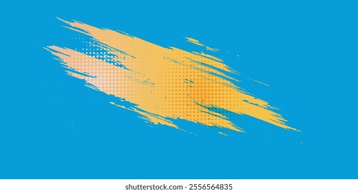 Abstract Blue and Orange Grunge Background with Halftone Style. Brush Stroke Illustration for Banner, Poster or Sports. Stroke and Texture Elements For