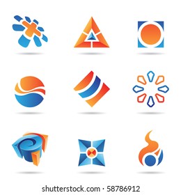 Abstract blue and orange Icon Set isolated on a white background