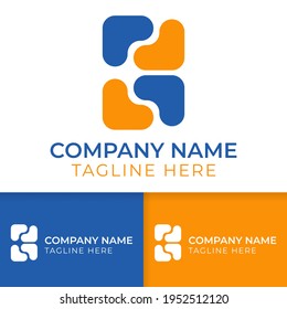 Abstract Blue and orange logo design. Good for your business or community brand identity . Abstract Background with blue and orange background. 4 pillar shape logo concept
