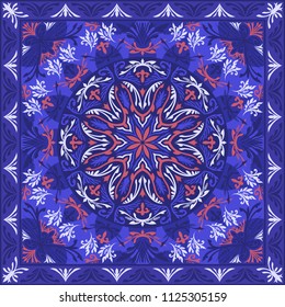 abstract blue and orange modern contemporary flourish pattern