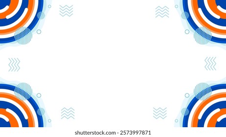 abstract blue and orange modern geometric background with circular geometric shapes