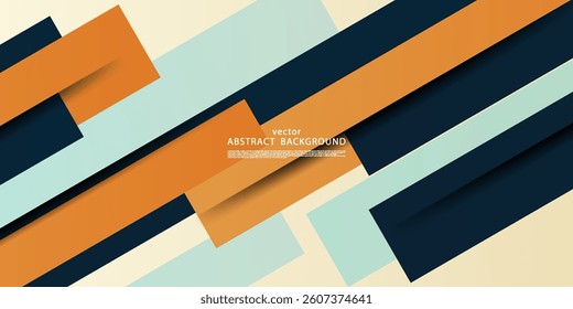 Abstract blue and orange square concept with 3D background. Geometric pattern of overlapping shapes. Vector Eps10
