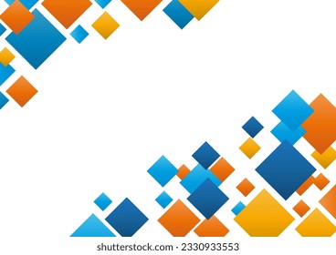 Abstract blue and orange square geometric pattern background, for cover design, ad, poster, corporate presentation. Vector template