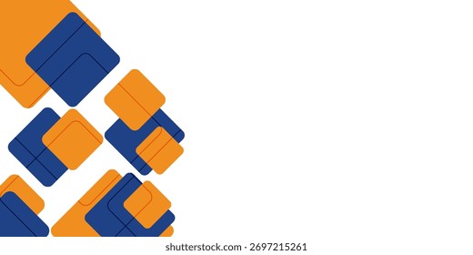 Abstract blue and orange square geometric pattern background, for cover design, ad, poster, corporate presentation.