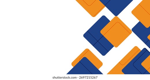 Abstract blue and orange square geometric pattern background, for cover design, ad, poster, corporate presentation.