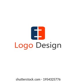 Abstract blue and orange square logo cut out in the middle