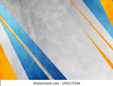 Abstract blue orange stripes grunge wall concept vector design background