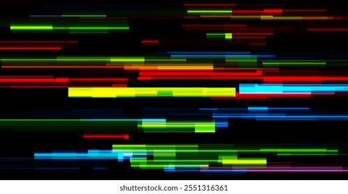 Abstrato azul laranja tecnologia brilhante néon linhas de fundo. Design retro gráfico de efeito de falha de laser. Ilustração futurista de vetor
