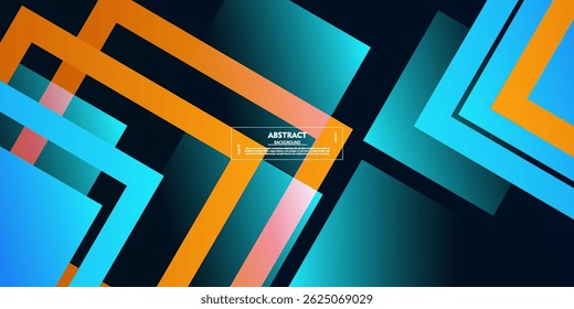 Abstract blue and orange triangle arrow concept with 3D background. Overlapping geometric shapes pattern. Vector Eps10