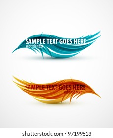 Abstract blue and orange vector eps10 wave text line set