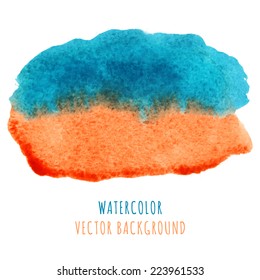 Abstract blue and orange watercolor background 