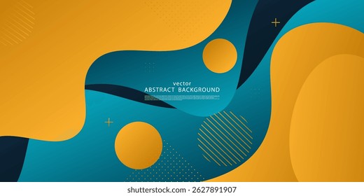 Abstract blue and orange wave pattern on dark background. Simple and trendy banner design. Vector Eps10