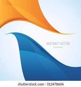 Abstract blue and orange waves modern vector background